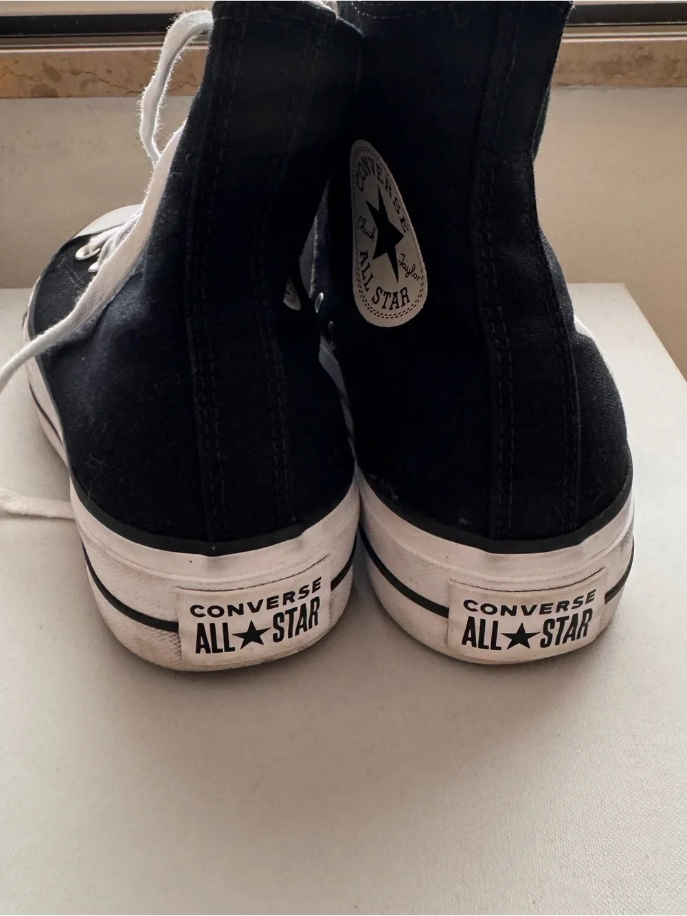 Converse Black and White High Top All Star Sneakers - Picture 3 of 6